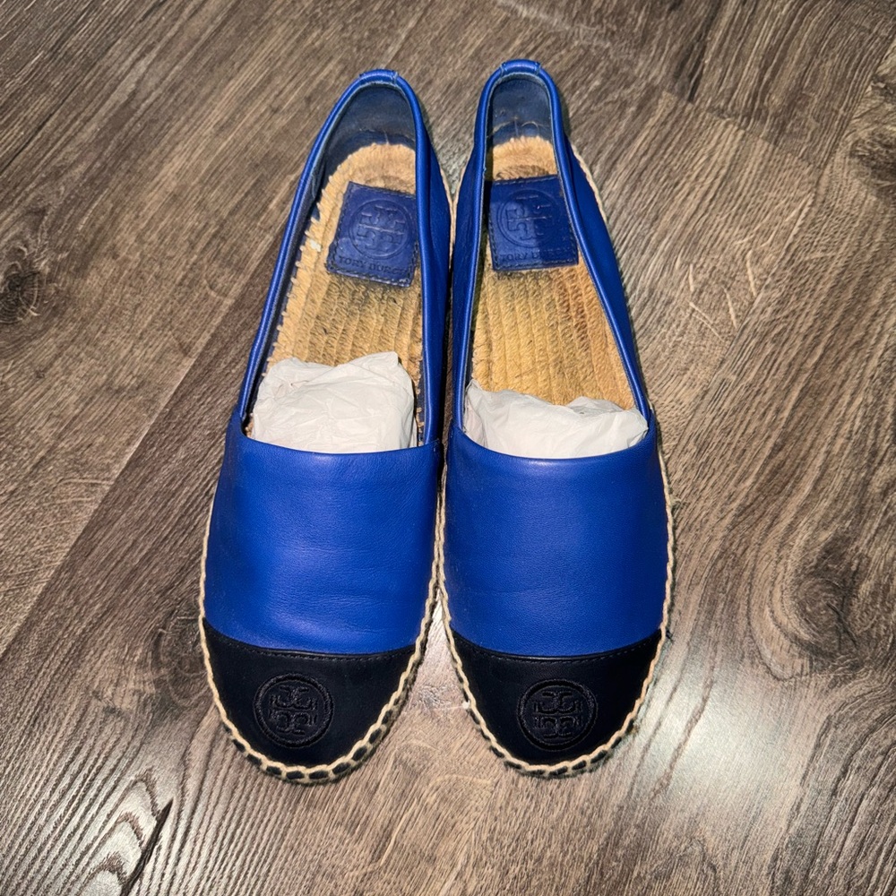 Blue Leather Tory Burch Espadrilles